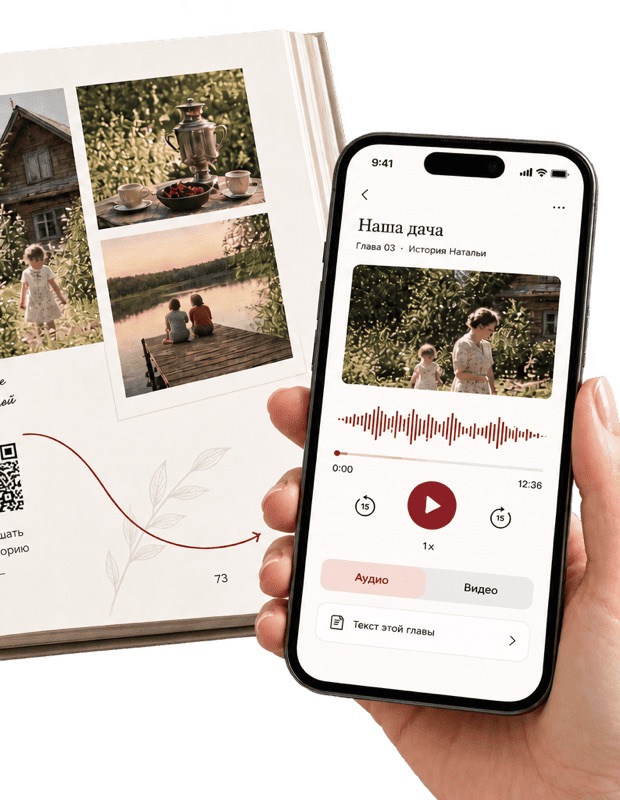 QR-код на странице книги открывает запись в приложении